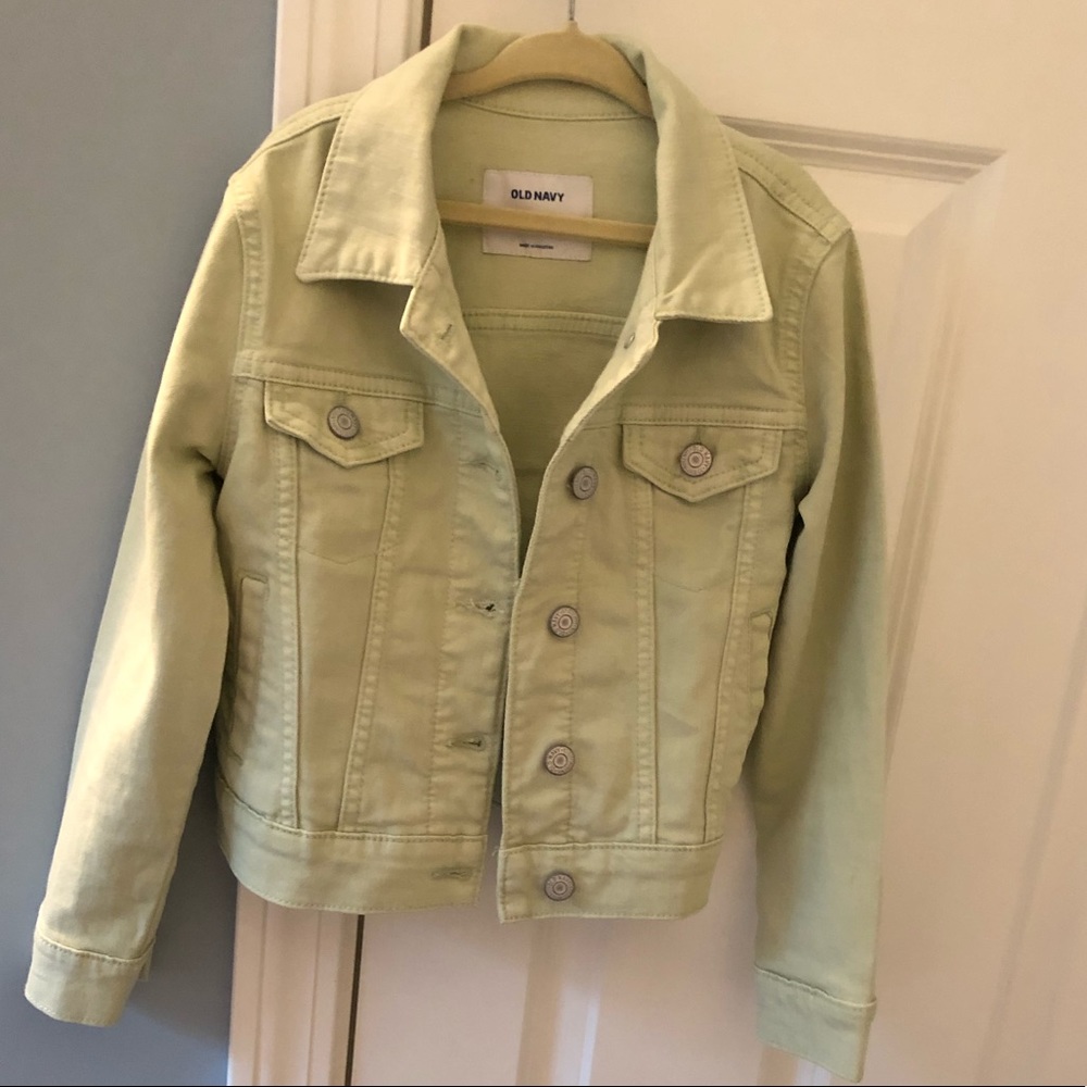 Green denim jacket